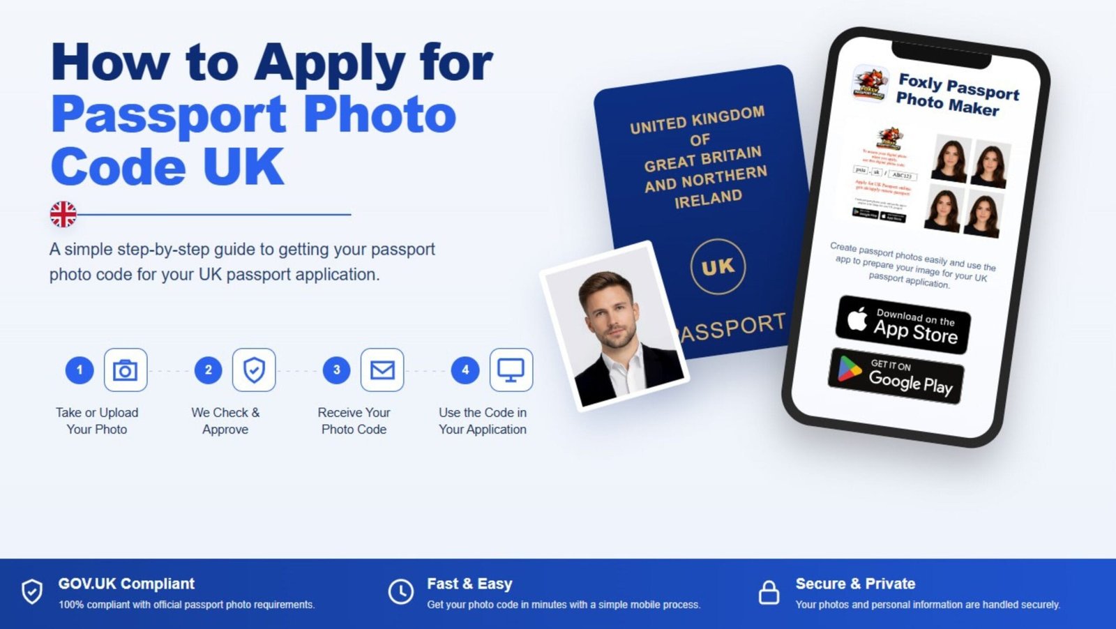 How to apply for passport photo code UK showing step by step instructions to use a digital photo code for UK passport application online