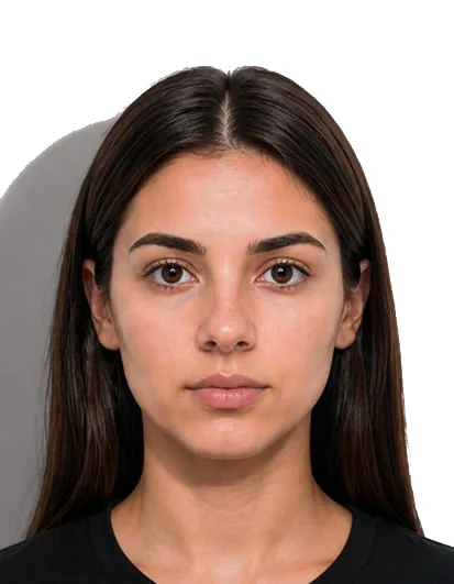 Italian passport photo example with background shadow not suitable for passport, CIE or visa photo requirements