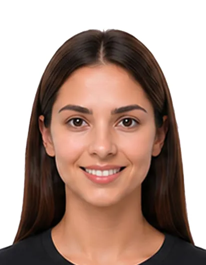 Italian passport photo example smiling not suitable for passport, CIE or visa photo requirements