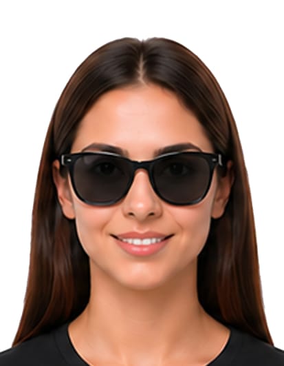 Spain passport photo example wearing sunglasses not suitable for Spain passport or visa photo requirements