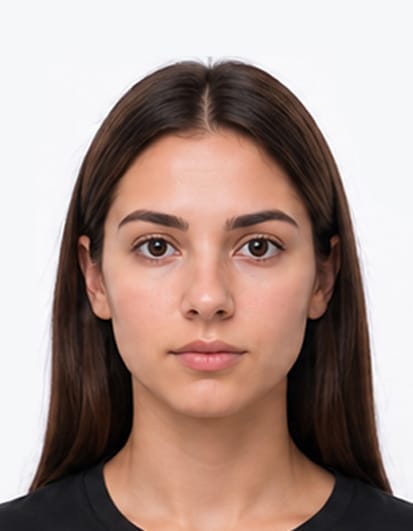Correct Indian passport photo with proper head size and centred face